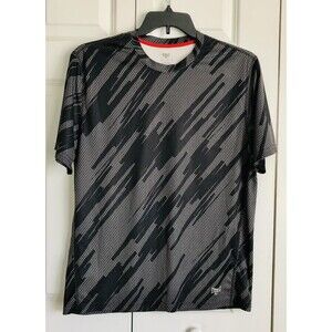 Everlast Men's Large Sport Short Sleeve Black &Grey Exercise T-Shirt Everdry